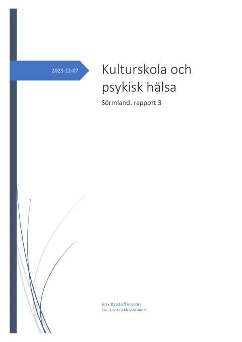 Omslag till Kulturskola och psykisk hälsa